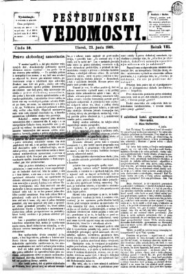 Pešťkbudínske vedomosti Dienstag 23. Juni 1868