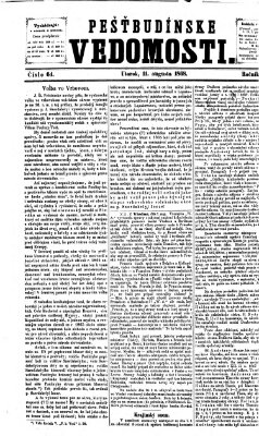 Pešťkbudínske vedomosti Dienstag 11. August 1868