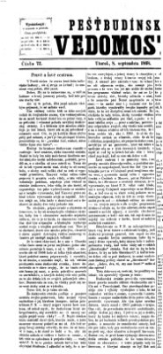 Pešťkbudínske vedomosti Dienstag 8. September 1868