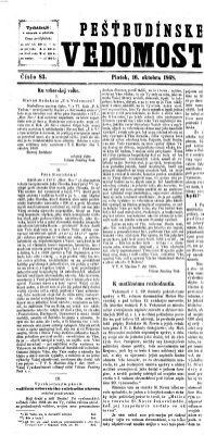 Pešťkbudínske vedomosti Freitag 16. Oktober 1868