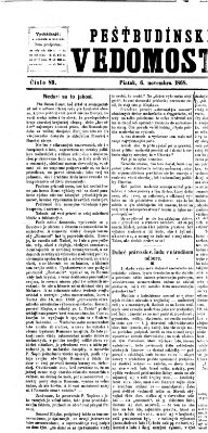 Pešťkbudínske vedomosti Freitag 6. November 1868