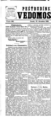 Pešťkbudínske vedomosti Dienstag 22. Dezember 1868