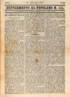 Il popolano Montag 26. Juni 1848