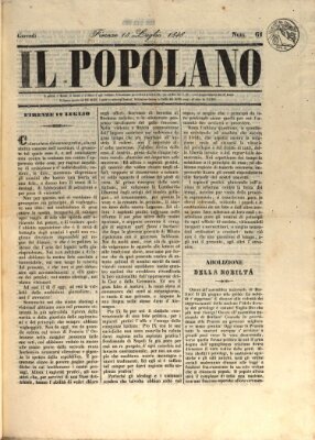 Il popolano Donnerstag 13. Juli 1848