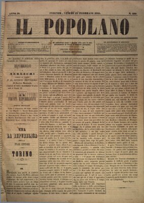 Il popolano Montag 19. Februar 1849