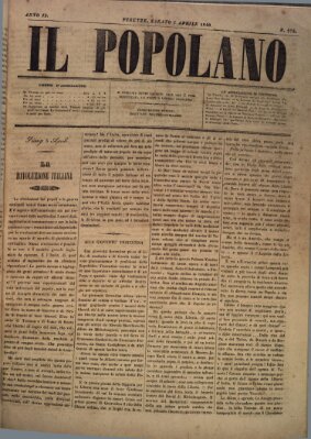 Il popolano Samstag 7. April 1849