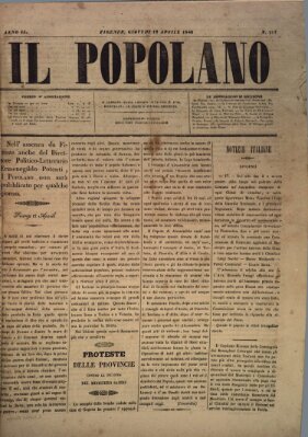 Il popolano Donnerstag 19. April 1849