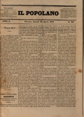 Il popolano Montag 30. April 1849