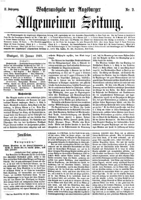 Augsburger allgemeine Zeitung. Wochenausgabe der Augsburger allgemeinen Zeitung (Augsburger allgemeine Zeitung) Freitag 10. Januar 1868