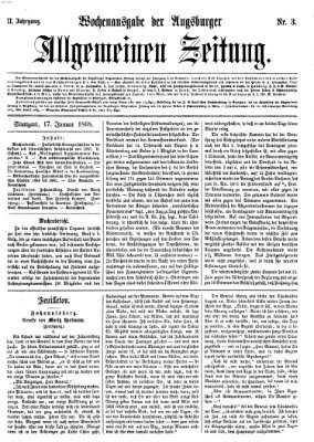 Augsburger allgemeine Zeitung. Wochenausgabe der Augsburger allgemeinen Zeitung (Augsburger allgemeine Zeitung) Freitag 17. Januar 1868