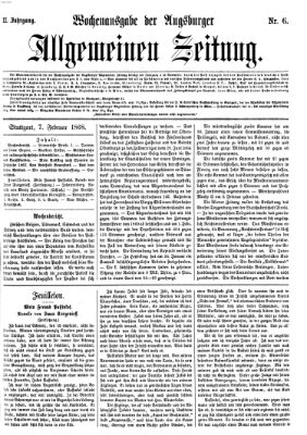 Augsburger allgemeine Zeitung. Wochenausgabe der Augsburger allgemeinen Zeitung (Augsburger allgemeine Zeitung) Freitag 7. Februar 1868