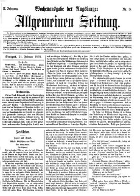 Augsburger allgemeine Zeitung. Wochenausgabe der Augsburger allgemeinen Zeitung (Augsburger allgemeine Zeitung) Freitag 21. Februar 1868