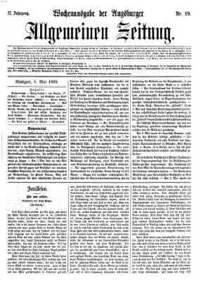 Augsburger allgemeine Zeitung. Wochenausgabe der Augsburger allgemeinen Zeitung (Augsburger allgemeine Zeitung) Freitag 8. Mai 1868