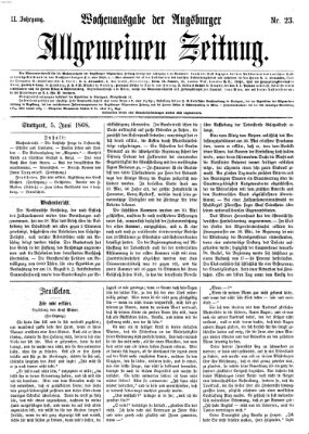 Augsburger allgemeine Zeitung. Wochenausgabe der Augsburger allgemeinen Zeitung (Augsburger allgemeine Zeitung) Freitag 5. Juni 1868