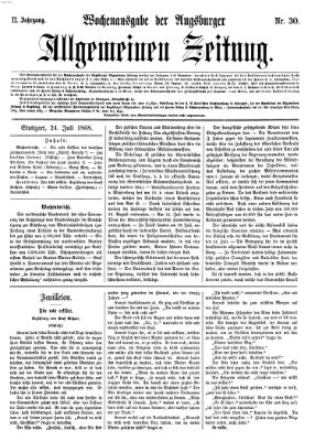 Augsburger allgemeine Zeitung. Wochenausgabe der Augsburger allgemeinen Zeitung (Augsburger allgemeine Zeitung) Freitag 24. Juli 1868