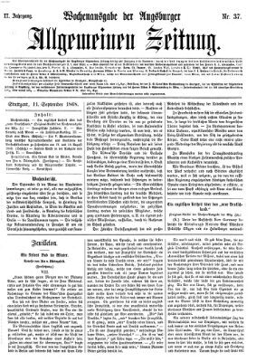 Augsburger allgemeine Zeitung. Wochenausgabe der Augsburger allgemeinen Zeitung (Augsburger allgemeine Zeitung) Freitag 11. September 1868