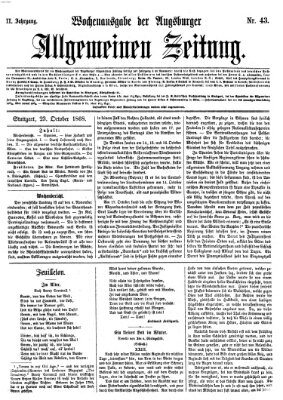 Augsburger allgemeine Zeitung. Wochenausgabe der Augsburger allgemeinen Zeitung (Augsburger allgemeine Zeitung) Freitag 23. Oktober 1868