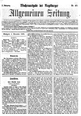 Augsburger allgemeine Zeitung. Wochenausgabe der Augsburger allgemeinen Zeitung (Augsburger allgemeine Zeitung) Freitag 4. Dezember 1868