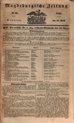 Magdeburgische Zeitung Sonntag 23. April 1848