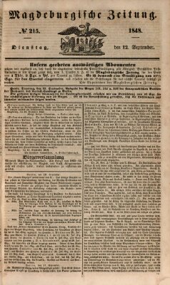 Magdeburgische Zeitung Dienstag 12. September 1848