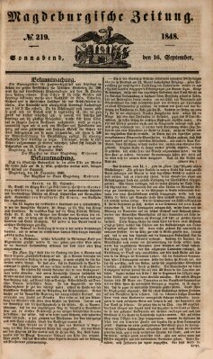 Magdeburgische Zeitung Samstag 16. September 1848