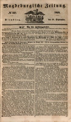 Magdeburgische Zeitung Dienstag 19. September 1848