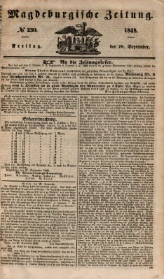 Magdeburgische Zeitung Freitag 29. September 1848