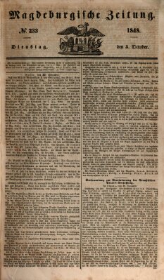 Magdeburgische Zeitung Dienstag 3. Oktober 1848