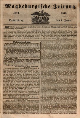 Magdeburgische Zeitung Donnerstag 4. Januar 1849