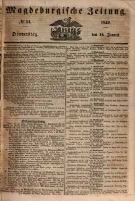 Magdeburgische Zeitung Donnerstag 18. Januar 1849