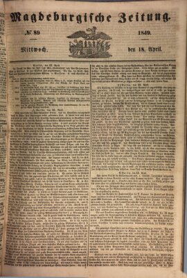 Magdeburgische Zeitung Mittwoch 18. April 1849