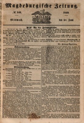 Magdeburgische Zeitung Mittwoch 20. Juni 1849