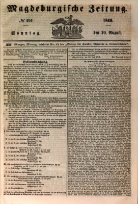 Magdeburgische Zeitung Sonntag 19. August 1849