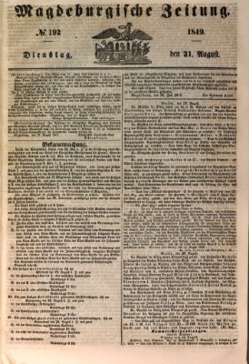 Magdeburgische Zeitung Dienstag 21. August 1849