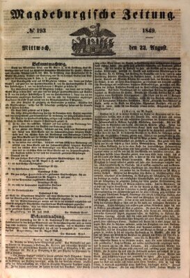 Magdeburgische Zeitung Mittwoch 22. August 1849