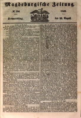 Magdeburgische Zeitung Donnerstag 23. August 1849