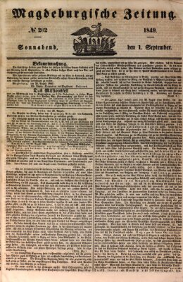 Magdeburgische Zeitung Samstag 1. September 1849