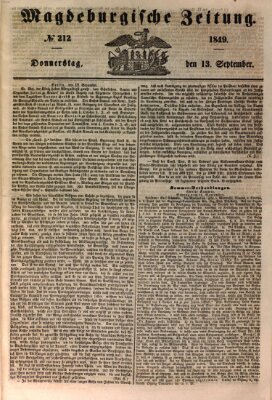 Magdeburgische Zeitung Donnerstag 13. September 1849