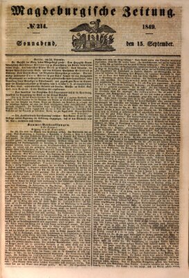 Magdeburgische Zeitung Samstag 15. September 1849