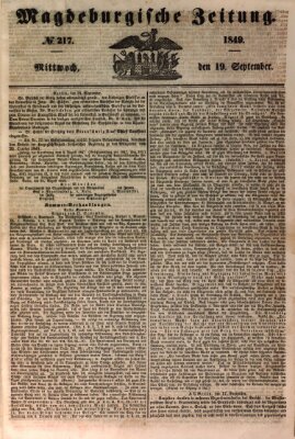 Magdeburgische Zeitung Mittwoch 19. September 1849