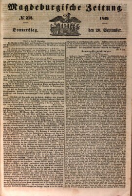 Magdeburgische Zeitung Donnerstag 20. September 1849