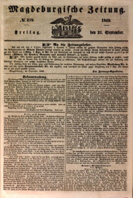 Magdeburgische Zeitung Freitag 21. September 1849