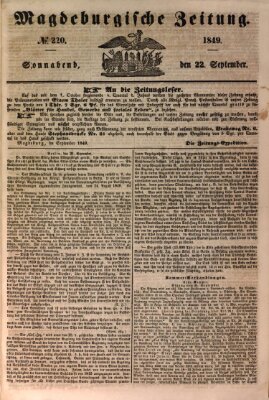 Magdeburgische Zeitung Samstag 22. September 1849