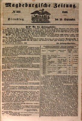 Magdeburgische Zeitung Dienstag 25. September 1849