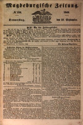 Magdeburgische Zeitung Donnerstag 27. September 1849