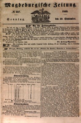 Magdeburgische Zeitung Sonntag 30. September 1849