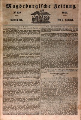 Magdeburgische Zeitung Mittwoch 3. Oktober 1849