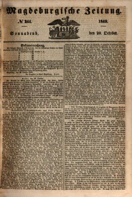 Magdeburgische Zeitung Samstag 20. Oktober 1849