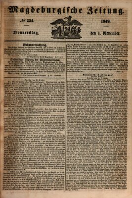 Magdeburgische Zeitung Donnerstag 1. November 1849