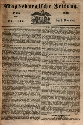 Magdeburgische Zeitung Freitag 2. November 1849